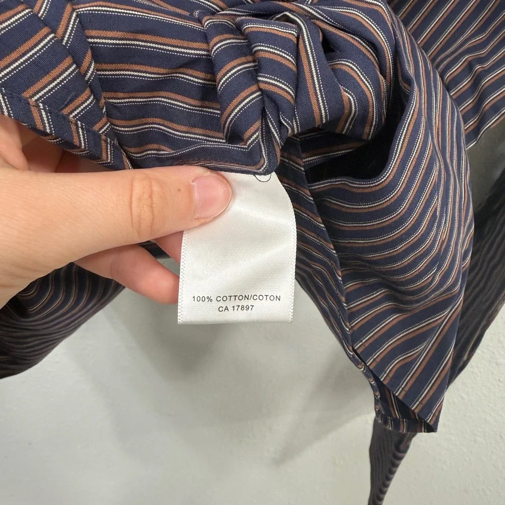 Banana Republic Mens Slim Fit Striped Button Down Shirt Navy Cotton L 16-16.5